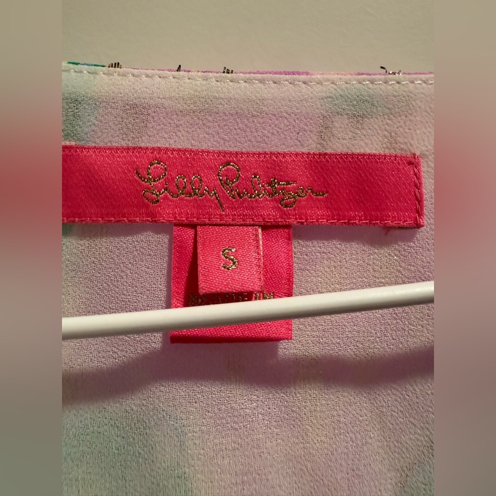 Lilly Pulitzer Pink and Green Blouse Size Small - Picture 5 of 6